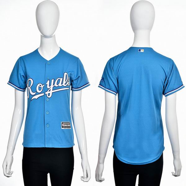 2016 women kansas city royals Blank Blue majestic baseball jersey