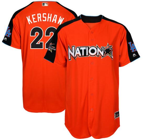 Men's National League Clayton Kershaw Majestic Orange 2017 MLB All-Star Game Authentic Home Run Derby Jersey