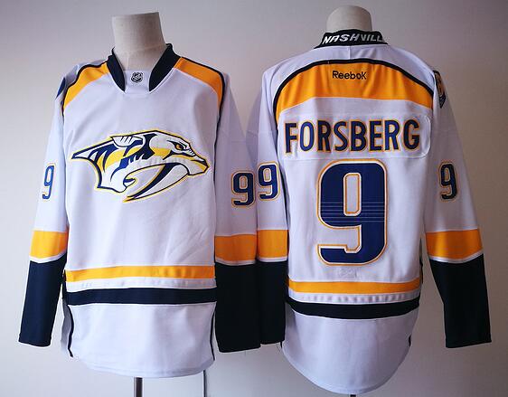 Mens Reebok Nashville Predators 9 Filip Forsberg white nhl ice hockey jerseys-001