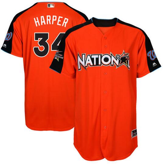 Men's National League Bryce Harper Majestic Orange 2017 MLB All-Star Game Authentic Home Run Derby Jersey