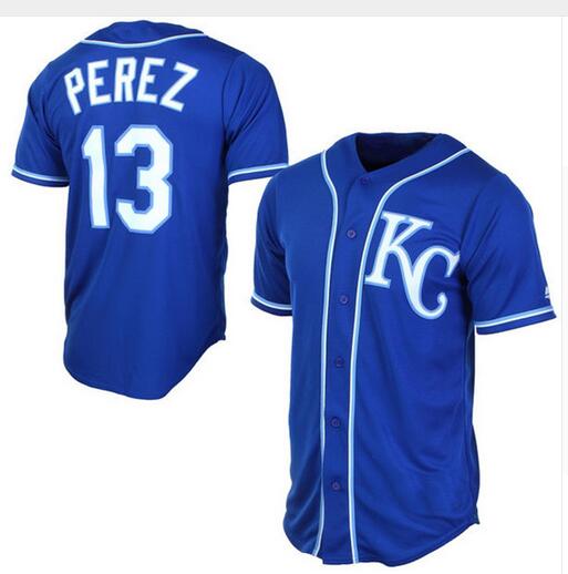 2017 Men's #13 Salvador Perez Majestic Royal Jersey