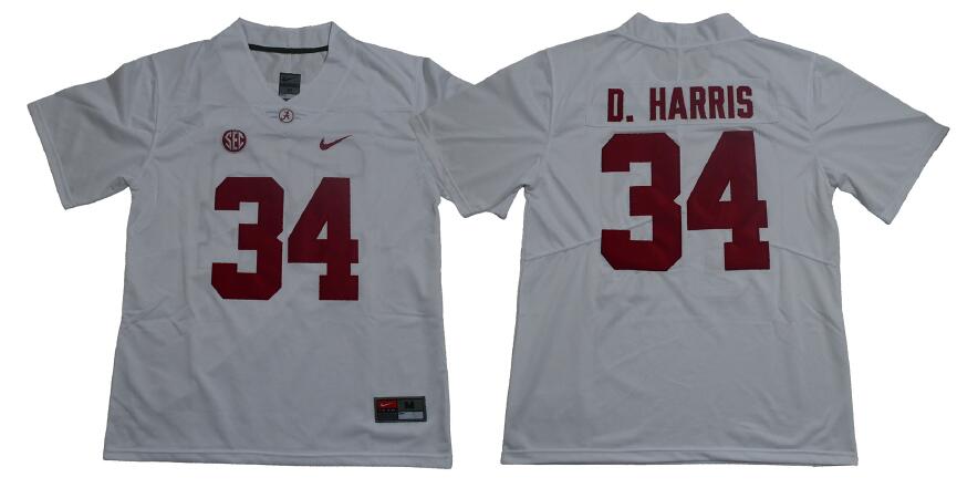 New Men College Alabama Crimson Tide 34# Damien Harris  Jerseys