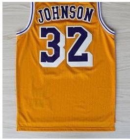 Stitched #32 Magic Johnson Jersey Yellow