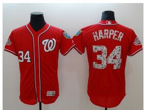 Men's Washington Nationals #34 Bryce Harper Red 2018 Spring Training Authentic Flex Base Stitched MLB Jersey