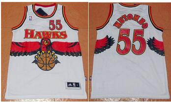 Hawks #55 Dikembe Mutombo White Throwback Stitched NBA Jersey