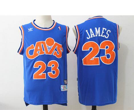 Throwback Men's 23 LeBron James basketball jersey  Blue