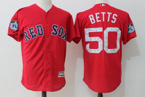 2017 Spring Training   Red Sox 50 Mookie Betts  baseball jersey