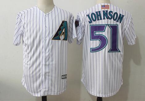 Mens Arizona Diamondback #51 Randy Johnson baseball jerseys Embroidery Stitched Cool Base Jersey