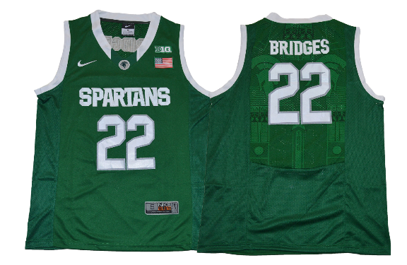 Michigan State Spartans 22 Bridges Basketball Jersey