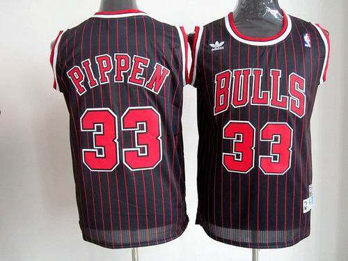 Adidas Chicago Bulls 33 Scottie Pippen Black Red NBA Jerseys