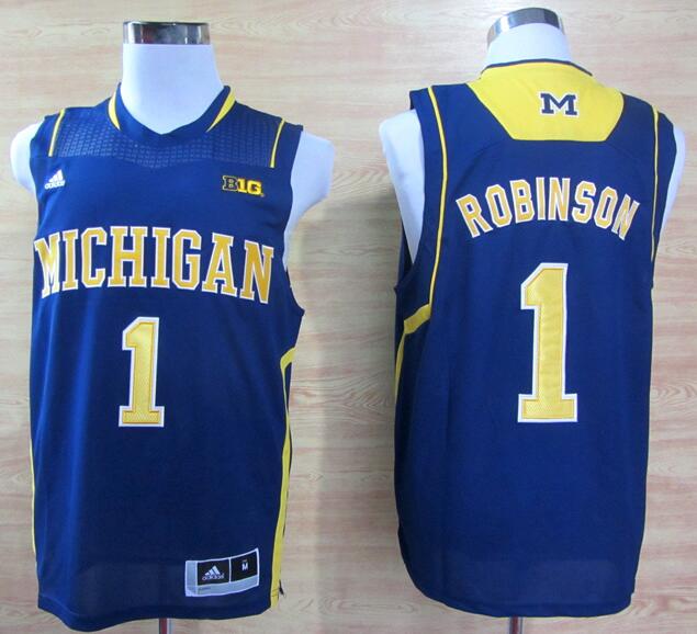 Adidas Robinson Michigan Wolverines #1 10 Patch Navy Blue NCAA Jerseys