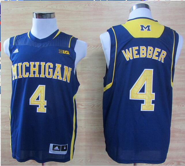 Adidas Webber Michigan Wolverines #4 10 Patch Navy Blue NCAA Jerseys