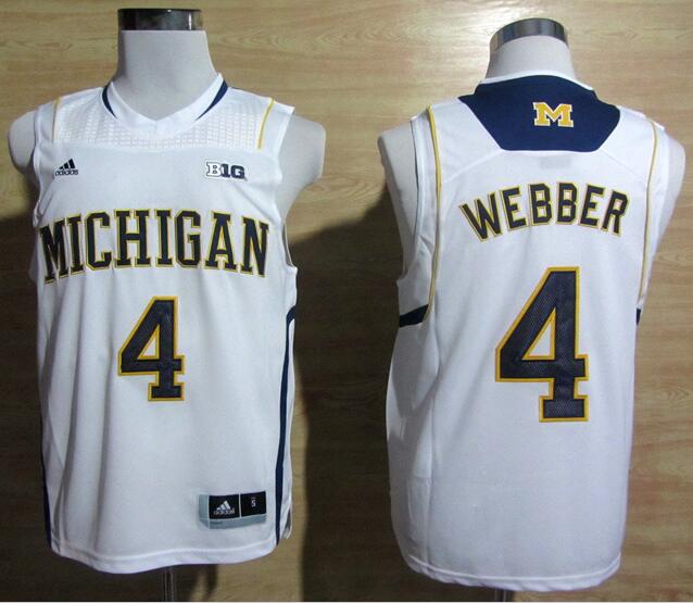 Adidas Webber Michigan Wolverines #4 10 Patch White NCAA Jerseys