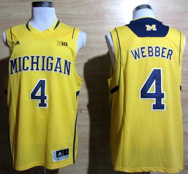 Adidas Webber Michigan Wolverines #4 10 Patch Yellow NCAA Jerseys