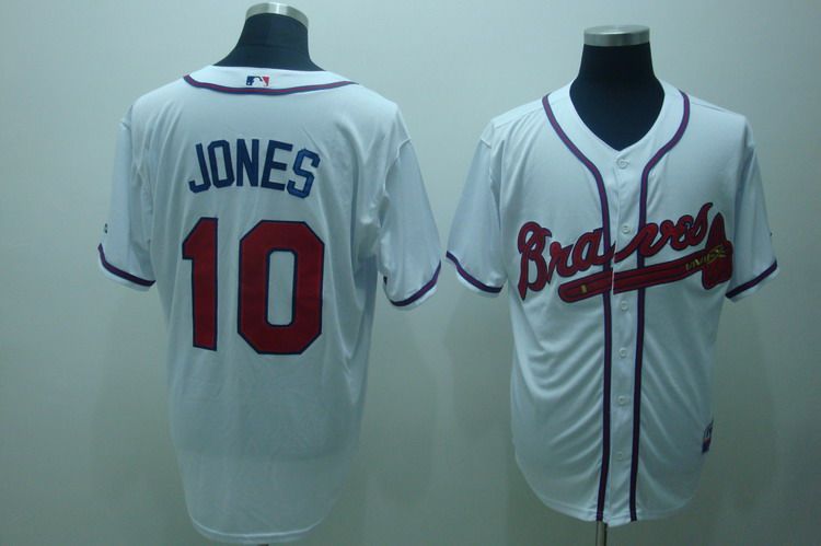 Atlanta Braves 10 Chipper Jones Cream men baseball mlb Jerseys