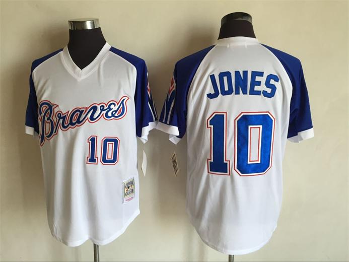 Atlanta Braves 10 Chipper Jones white blue 1974 throwback men baseball mlb Jerseys