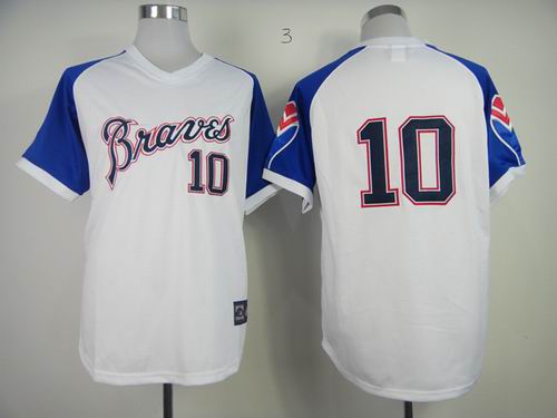 Atlanta Braves 10 Chipper Jones white throwback men baseball mlb Jerseys