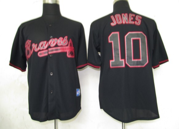 Atlanta Braves 10 Jones Black Fashion men baseball mlb Jerseys