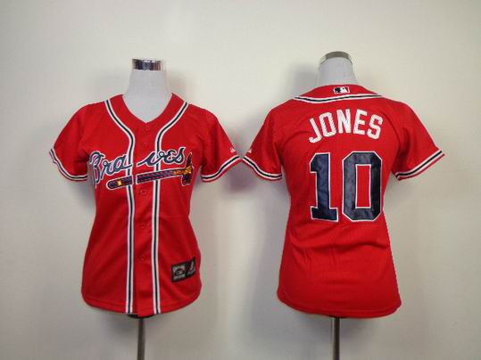 Atlanta Braves 10 Jones red women mlb jersey