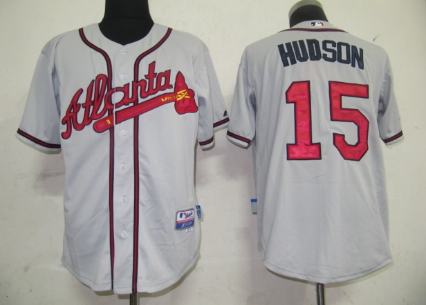 Atlanta Braves 15 HUDSON grey men baseball mlb jersey