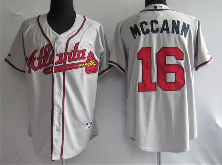 Atlanta Braves 16 Mccann grey men baseball mlb Jersey