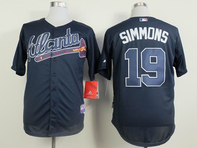 Atlanta Braves 19 Andrelton Simmons blue throwback men baseball mlb  jersey