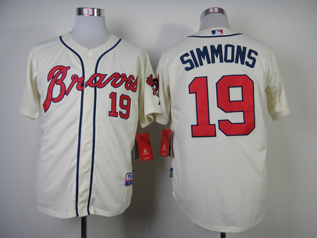 Atlanta Braves 19 Andrelton Simmons white mlb baseball jersey