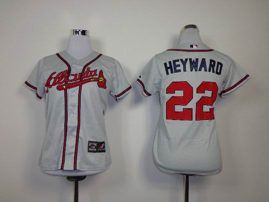 Atlanta Braves 22 Heyward Grey Cool Base women