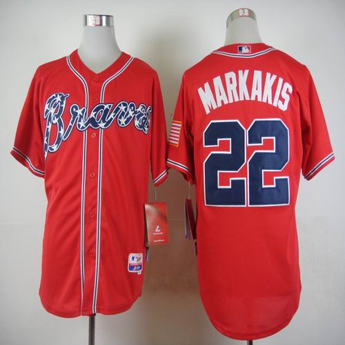 Atlanta Braves 22 Nick Markakis red mlb baseball jersey