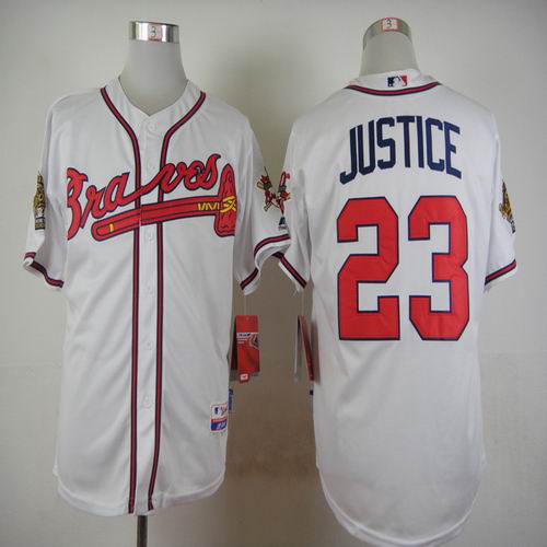 Atlanta Braves 23 David Justice white men baseball mlb Jersey