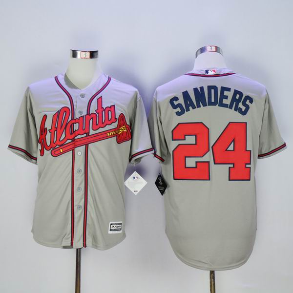 Atlanta Braves 24 Deion Sanders Grey MLB baseball Jersey