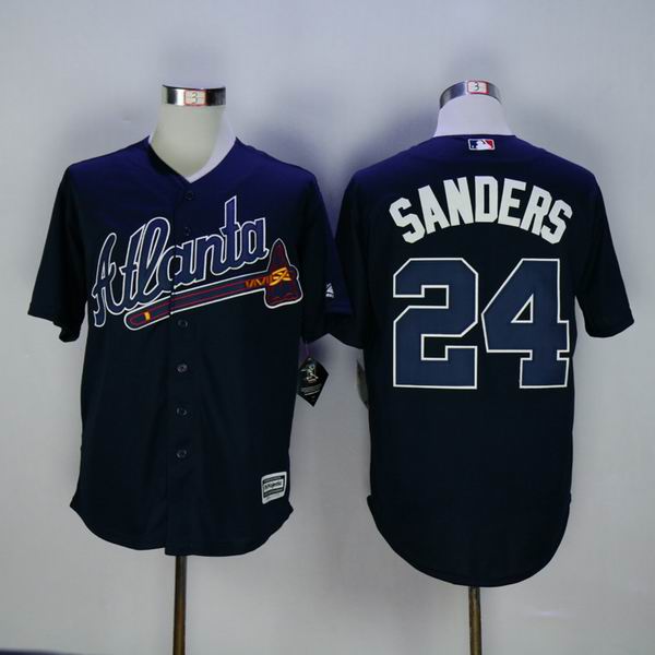 Atlanta Braves 24 Deion Sanders blue baseball jerseys