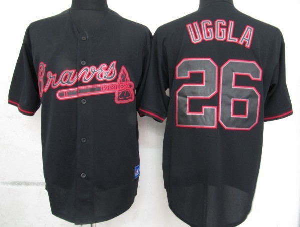 Atlanta Braves 26 Dan Uggla Black Fashion MLB Jerseys-ZH