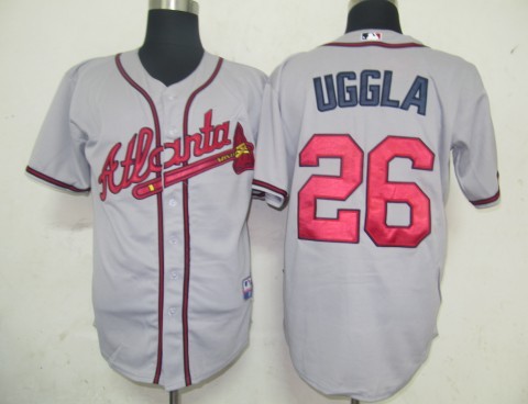 Atlanta Braves 26 Uggla Grey men baseball mlb Jersey