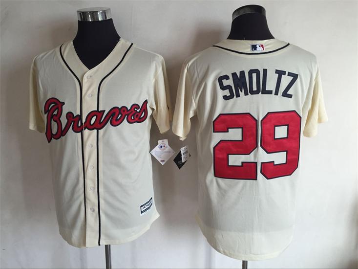 Atlanta Braves 29 John Smoltz beige Majestic men baseball mlb Jersey