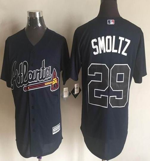 Atlanta Braves 29 John Smoltz dark blue Majestic men baseball mlb  Jersey