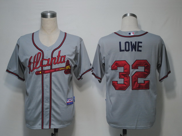 Atlanta Braves 32 Lowe Grey men baseball mlb jerseys