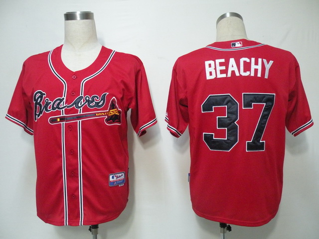 Atlanta Braves 37 Beachy Red men baseball mlb jerseys