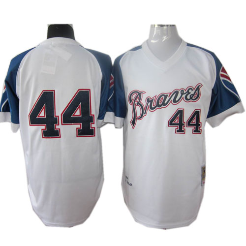 Atlanta Braves 44 Hank Aaron white 1974 baseball mlb Jerseys