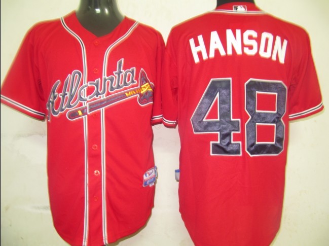 Atlanta Braves 48 Hanson Red men baseball mlb Jersey