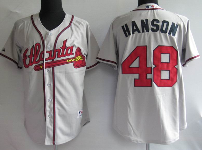 Atlanta Braves 48 Hanson grey men baseball mlb Jersey