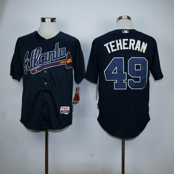 Atlanta Braves 49 Julio Teheran Dark Blue MLB Jerseys