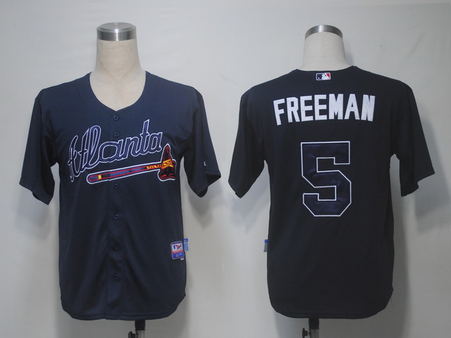 Atlanta Braves 5 Freddie Freeman Blue men baseball mlb Jerseys