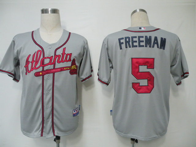 Atlanta Braves 5 Freddie Freeman Grey men baseball mlb jerseys