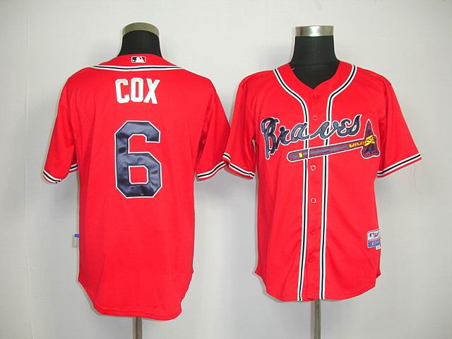 Atlanta Braves 6 Bobby Cox Red men baseball mlb  Jerseys