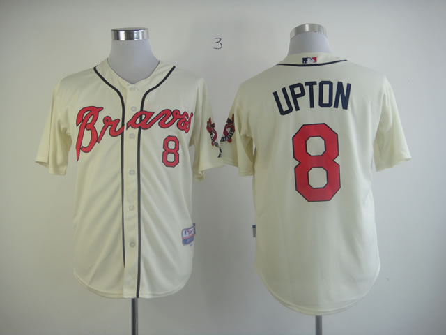 Atlanta Braves 8 Justin Upton Cream men baseball mlb Jerseys