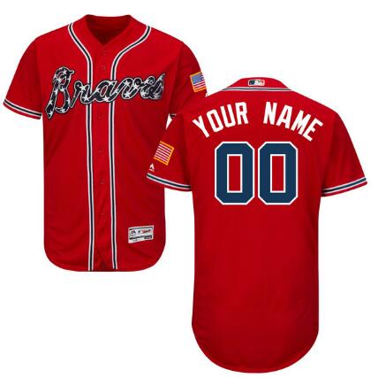 Atlanta Braves Majestic Alternate Scarlet Flex Base Authentic Collection Custom Jersey