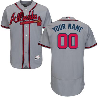 Atlanta Braves Majestic Road Gray Flex Base Authentic Collection Custom Jersey