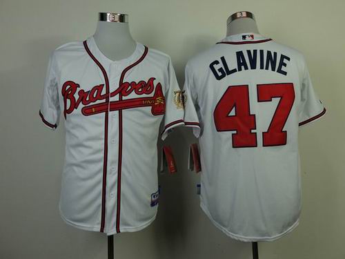 Atlanta Braves Tom Glavine 47 White men baseball mlb  jerseys 75th patch