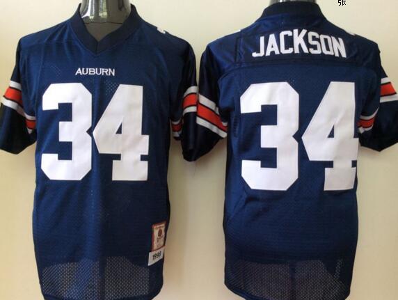Auburn Tigers Blue 34 Bo JACKSON blue men College ncaa Football Jerseys
